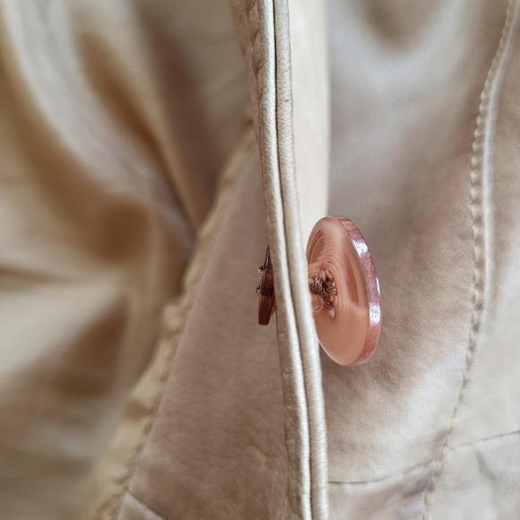 Akoury Vintage Tan Genuine Leather Button Blazer Jacket - Picture 14 of 14